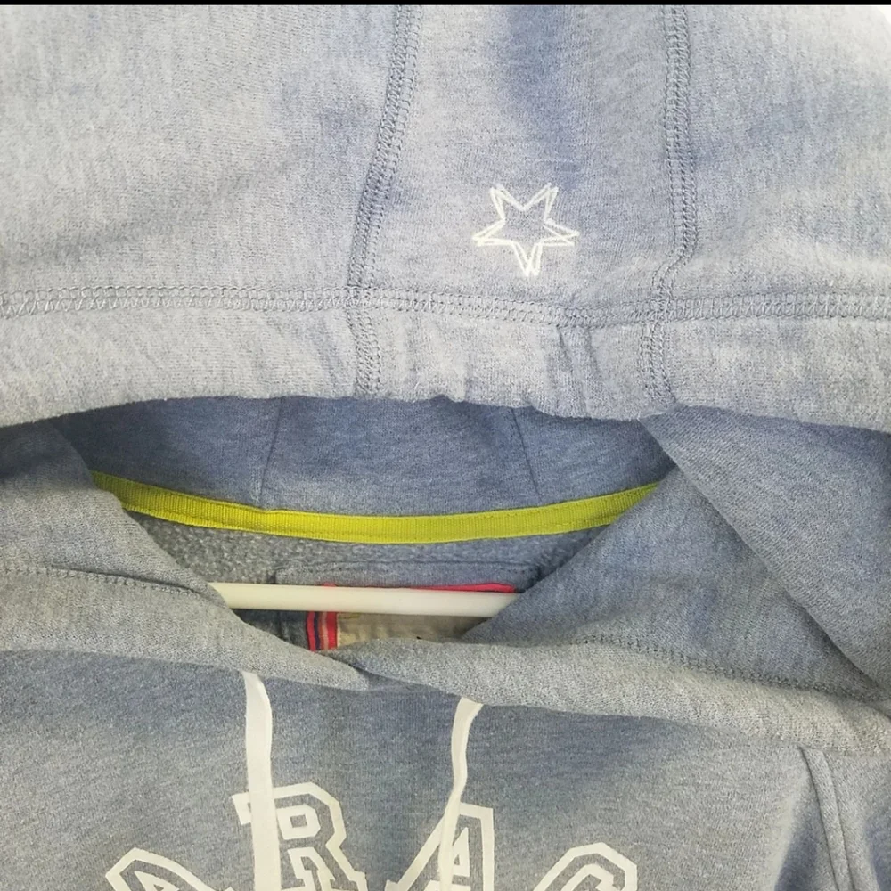 Garage Canada Women's Drawstring Spellout Hoodie Medium Blue Green - Picture 3 of 10
